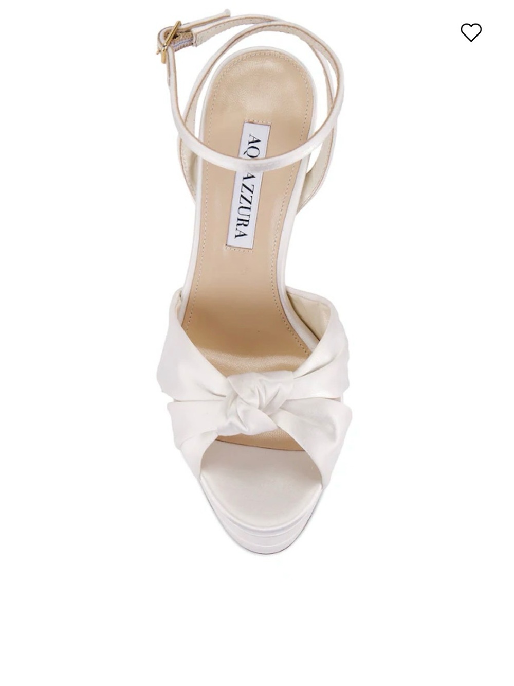 Aquazzura Cupid Plateau 130 White Knotted Satin Platform Ankle-Strap Sandals.